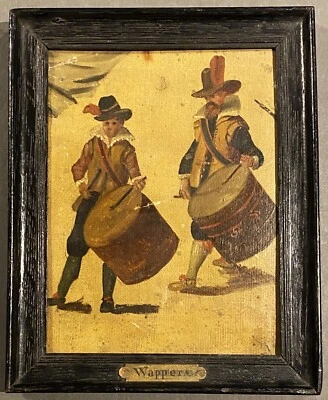Pintura al óleo sobre lienzo vintage 6 x 8 barón Wappers siglo XVI ejército bateristas c 1850 Foto 1 de 4