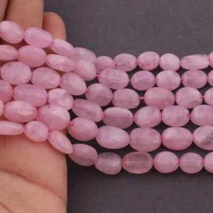 1 Strand Rose Quartz Smooth Oval Shape Briolettes-Rose Quartz Oval Beads,jewelry - Picture 1 of 3