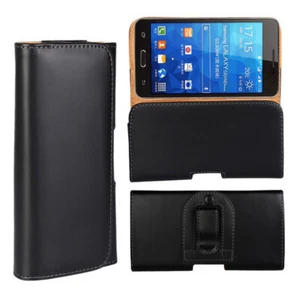Étui pour téléphones portables housse de transport horizontale en cuir avec clip ceinture étui - Photo 1 sur 8