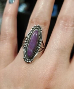 Vintage Ted OTT Native American Sterling Silver Purple Charoite Ring - Picture 1 of 10