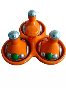 Moroccan pottery ceramic mini tagine spices, dips,snacks,handmade metal designs - Picture 1 of 4