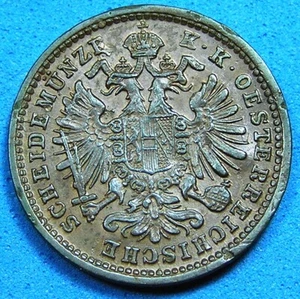 Austria 1 Kreuzer Copper Coin 1885, KM-2187, 19 mm, Combined S/H - Picture 1 of 2