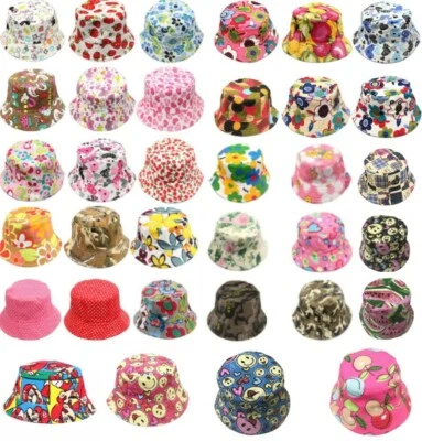 可爱印花春夏儿童渔夫棉帽卡通帽女宝宝男孩 — 第 1/4 张图片