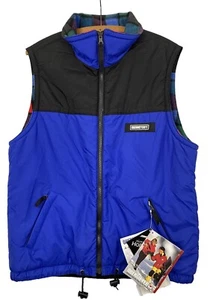 Obermeyer Boundary Ski Vest Boy's XL Reversible Insulated Flannel Lined Blue New - Picture 1 of 12