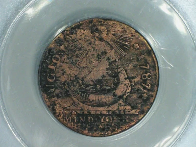 Moneda de cobre colonial de centavo Fugio 1787 1 c - ANACS VF30 detalles 20-R rareza-6 Foto 1 de 4