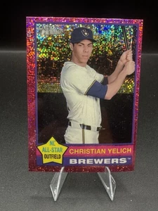Christian Yelich 2025 Topps Heritage Chrome Pink Sparkle #10 Brewers - Bild 1 von 2