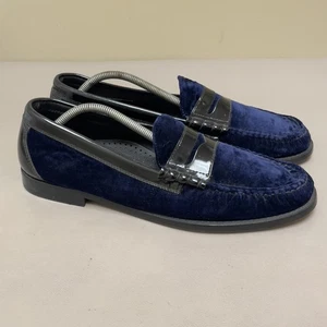 G.H. Bass Weejuns Penny Loafers Mens Size 13 Blue Velvet Leather Dress Shoes - Picture 1 of 12