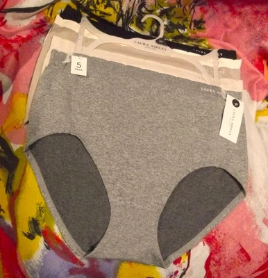 5 NEW LAURA ASHLEY LS8550 5PKAB PLUS SIZE MICROFIBER SEAMLESS BRIEF PANTIES 2X - Image 1 of 2