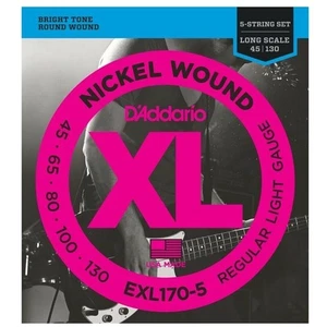 D'Addario EXL170-5 Nickel Wound Long Scale Light 5-String Bass Strings  45 - 130 - Picture 1 of 1