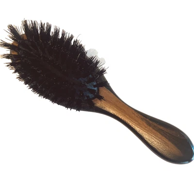 Zeus Beard & Hair Brush Beachwood Handle Boar Bristle Smooth Straighten De-Frizz Foto 1 de 4