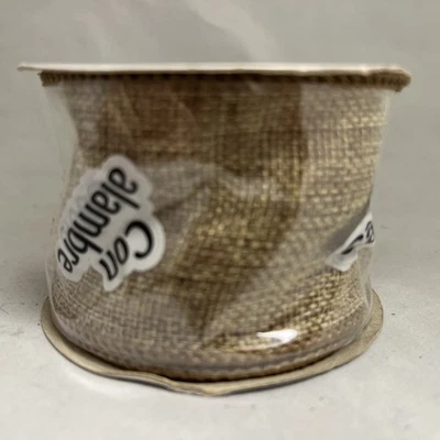 Offray Wired Ribbon Roll NATURAL 2 in x 9 ft NEW - Image 1 of 3