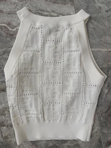 BALMAIN weißes ärmelloses Logo Top Gr. XS neu ohne Etikett - Bild 1 von 4