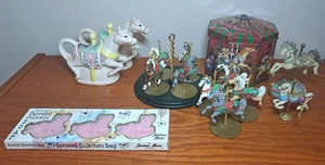 Lot of Various Carousel Horses Figurines Sugar/Creamer Hallmark 1989 M&Ms Tin 97 - Picture 1 of 9