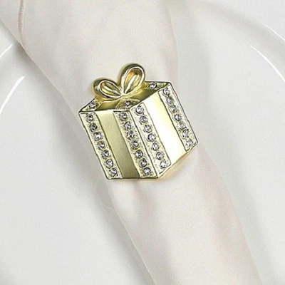 ¡Último!🎄NUEVO CON ETIQUETAS 4 anillos de servilleta de regalo de oro brillantes regalos de Navidad Foto 1 de 3