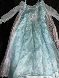 Disney Store Frozen Queen Elsa Blue Costume Dress Child Size 5/6 - Picture 1 of 10
