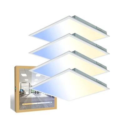 4-Pack 2x2 LED Flat Panel Light Drop Ceiling, 0-10V Dimmable, 3CCT Selectable... - Image 1 of 4
