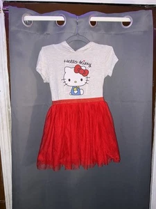 Hello Kitty Hooded Dress Girl’s Red Tulle Skirt Size Small - Picture 1 of 3