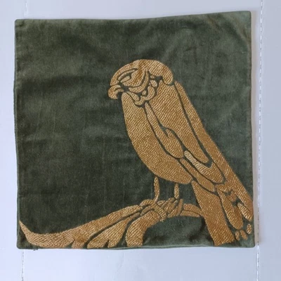 Williams Sonoma Zardozi Embroidered Falcon Green Velvet Pillow Cover 22" NWOT - Image 1 of 3