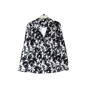 Laura Ashley Blazer Jacket Black and White Button Front Size 2X - Picture 1 of 5