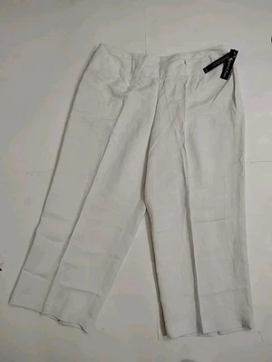 泛特学亚麻混纺短裤舒适版型白色休闲女式大码 16W 码 — 第 1/4 张图片