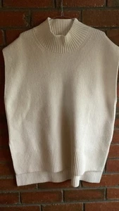 DESIGNER CEFINN GORGEOUS CREAM MERINO WOOL BLEND KNIT VEST SIZE XL - Picture 1 of 7