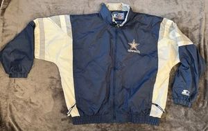 Dallas Cowboys Starter Jacket Mens XL - VINTAGE - Blue Gray White Windbreaker - Picture 1 of 22