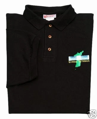 CAMISA POLO NEGRA BORDADA CINTA CAMPAÑA VETERANA GUERRA COREANA  Foto 1 de 2