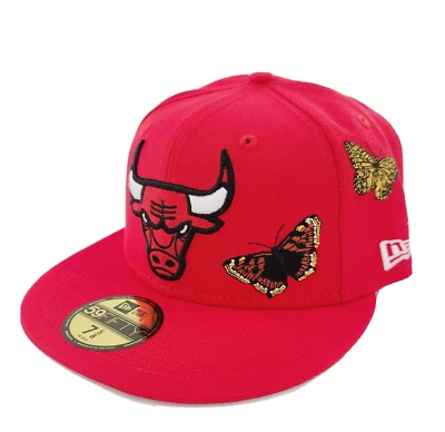 Chicago Bulls NBA Mariposas Fieltro para Cada Cosa Viviente 59fifty Sombrero Ajustado NUEVO Foto 1 de 4