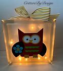 Owl Decorative Glass Block Lighted, Owl Home Decor “New Handmade”