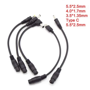 DC 5.5x2.1mm Female to Male 5.5x2.5mm 4.0x1.7mm Type C Plug Power Connect Cable - Picture 1 of 11