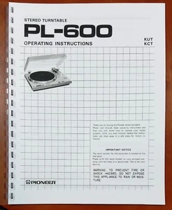 Tocadiscos Pioneer PL-600 manual del propietario - Imagen 1 de 4