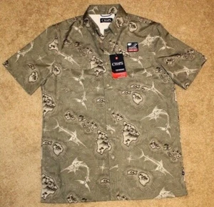 CHAPS Mens Button Up Fishing Hiking Surfing SS Shirt UPF 50+ NWT Green Sz Small - Picture 1 of 5