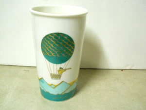 2014 Starbucks weiß Keramik blaugrün & gold Luftballonbecher 12oz KEIN DECKEL - Bild 1 von 5