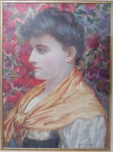 Pre Raphaelite Portrait Study. 19th Century Watercolour by David Richardson. - Picture 1 of 6