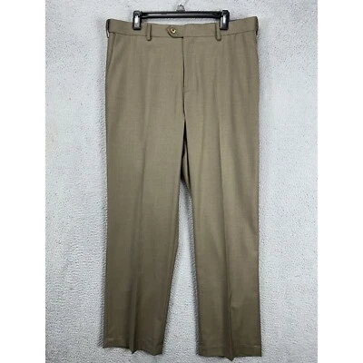 Pantalones de vestir Croft Barrow cómodos para hombre 36X32 marrón clásico bolsillos delanteros planos NUEVO Foto 1 de 4