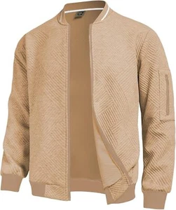 Hardaddy Men's Lightweight Jackets Bomber Jacket Textured Casual Varsity Jacket - Picture 1 of 17