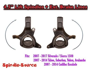 07 - 2017 Silverado Sierra C1500 2WD 4.5" Lift Spindles Knuckles Ext Brake Lines - Picture 1 of 1