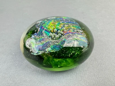 Pisapapeles de vidrio artístico de estudio Phantom Bubbles firmado en algún lugar 2 3/4"" Foto 1 de 4