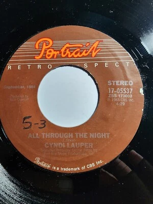 Cyndi Lauper -All Through the Night/She Bop - (1984) 45 RPM VG+ F9 - Image 1 of 2
