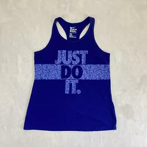 Nike Just Do It Sport Casual Tri Blend Tank Top Girl's Large Blue 742131 - Picture 1 of 8