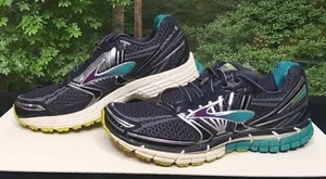 BROOKS Defyance 8 Peacoat Blue/Caribbean Lime/Punch Green Shoes womens size 8.5 - Picture 1 of 15