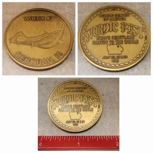 1993 Decorah Iowa Wreck #7 Nordic Center of America Nordic Fest Medal Token July - Picture 1 of 4