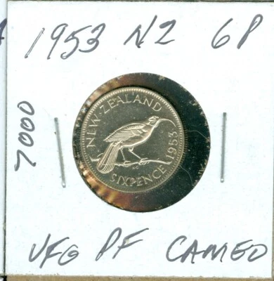 Nueva Zelanda 1953 6 peniques camafeo a prueba de ultra mejor calidad. Foto 1 de 2