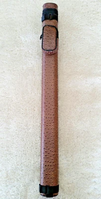 MCDERMOTT CUE 1x1 McDermott Pool Cue Hard Case, Brown Ostrich, Oval, NEW, 75-0908