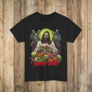 T-shirt scura Zombie Jesus ultima cena del cervello umorismo religioso - Foto 1 di 13