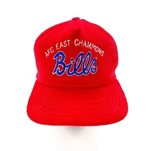 Vintage New Era Buffalo Bills AFC East Champions Red Corduroy SnapBack Hat Cap - Picture 1 of 10