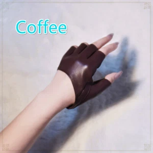 Womens PU Leather Fingerless Gloves Lolita Dance Stage Steampunk Gothic Cosplay - Picture 1 of 11