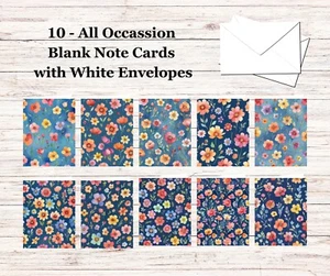 10 - Blank Note Cards with Envelopes - All Occasion #017 - Picture 1 of 1