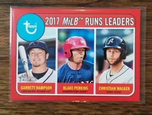 2018 TOPPS HERITAGE MINOR LEAGUE RED 1/1 HAMPSON PERKINS WALKER RUNS LEADERS - Picture 1 of 2