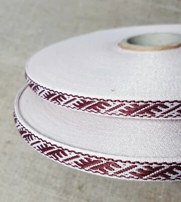 Ribbon traditional folk band  Usins burgundy white - Image 1 of 3